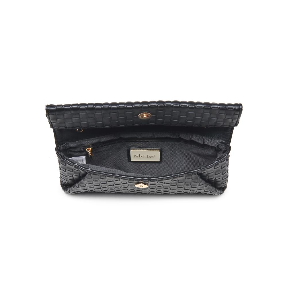 Woman wearing Black Moda Luxe Priscilla Clutch 842017136538 View 9 | Black