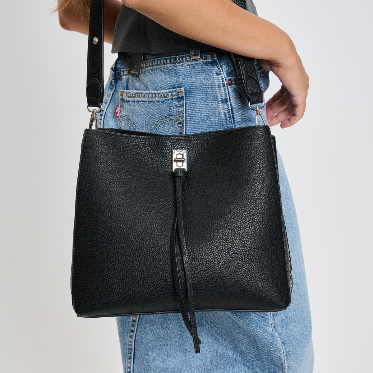 Woman wearing Black Moda Luxe Eliza Crossbody 842017136033 View 4 | Black