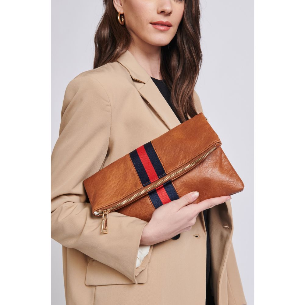 Woman wearing Tan Sol and Selene Jules Clutch 842017116936 View 1 | Tan