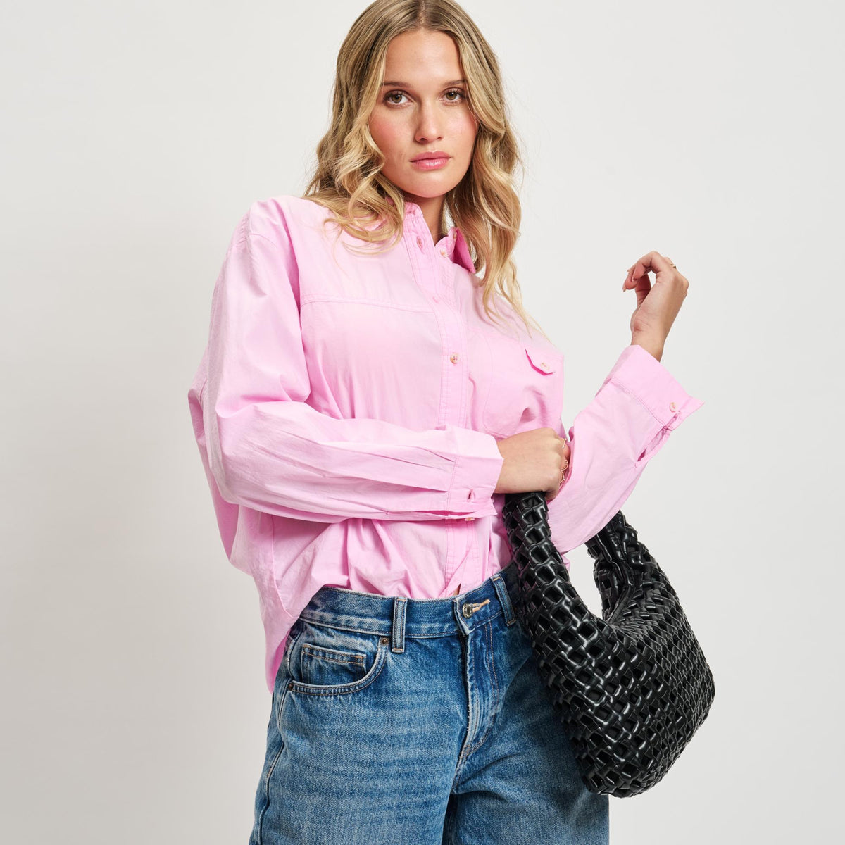 Woman wearing Black Sol and Selene Richelle Hobo 842017137511 View 3 | Black