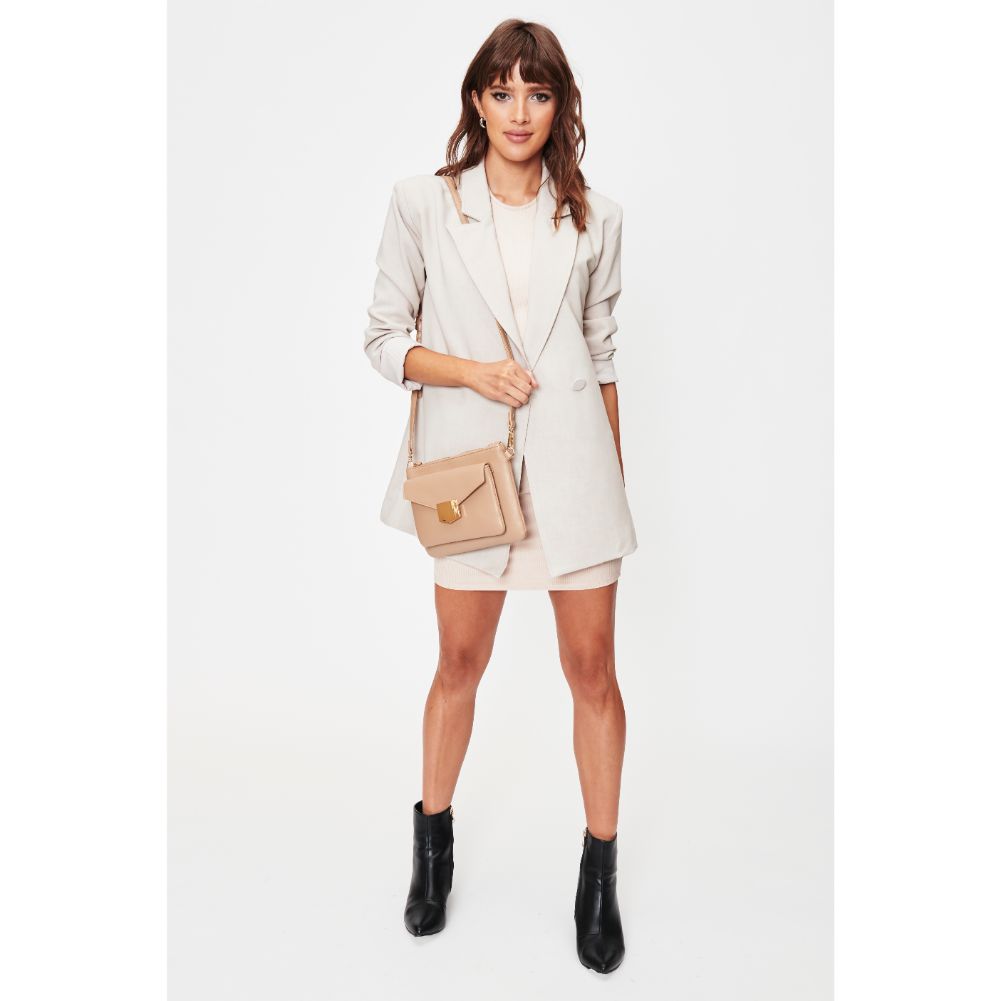 Woman wearing Natural Moda Luxe Amari Crossbody 842017128410 View 4 | Natural