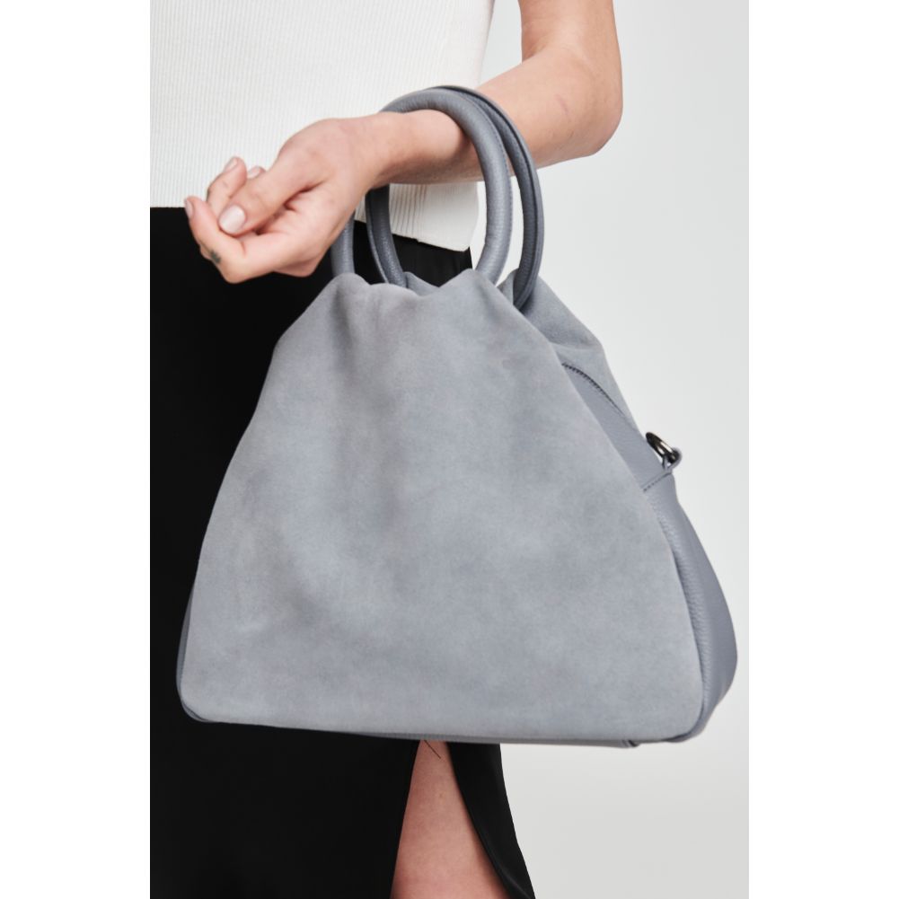 Woman wearing Slate Moda Luxe Addy Satchel 842017126379 View 1 | Slate