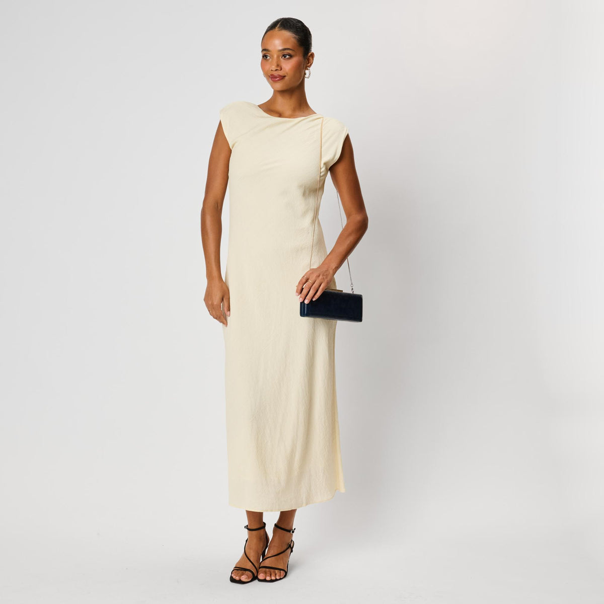 Woman wearing Navy Moda Luxe Angie Clutch 842017142508 View 4 | Navy