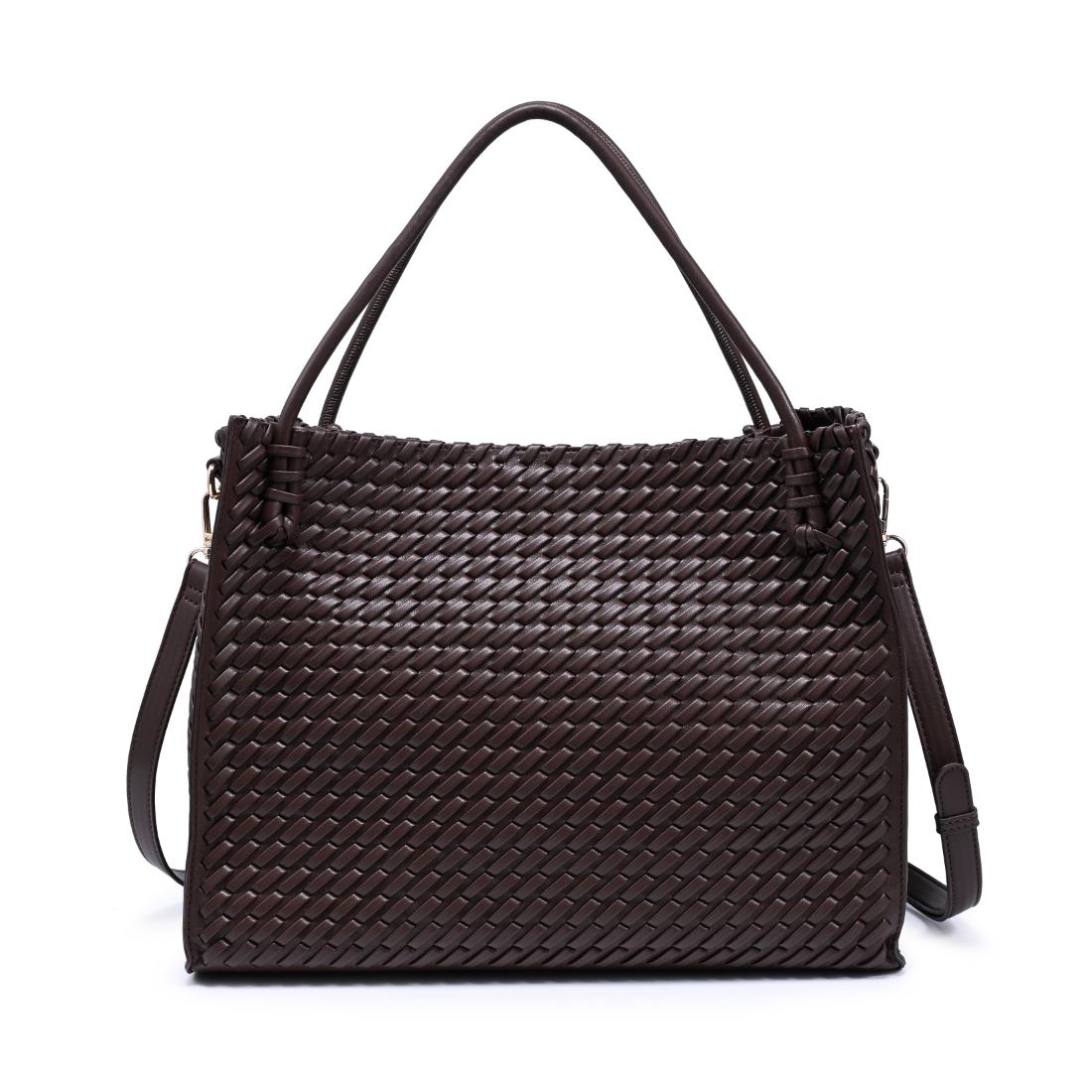 Woman wearing Chocolate Moda Luxe Jackie Tote 842017140825 View 7 | Chocolate