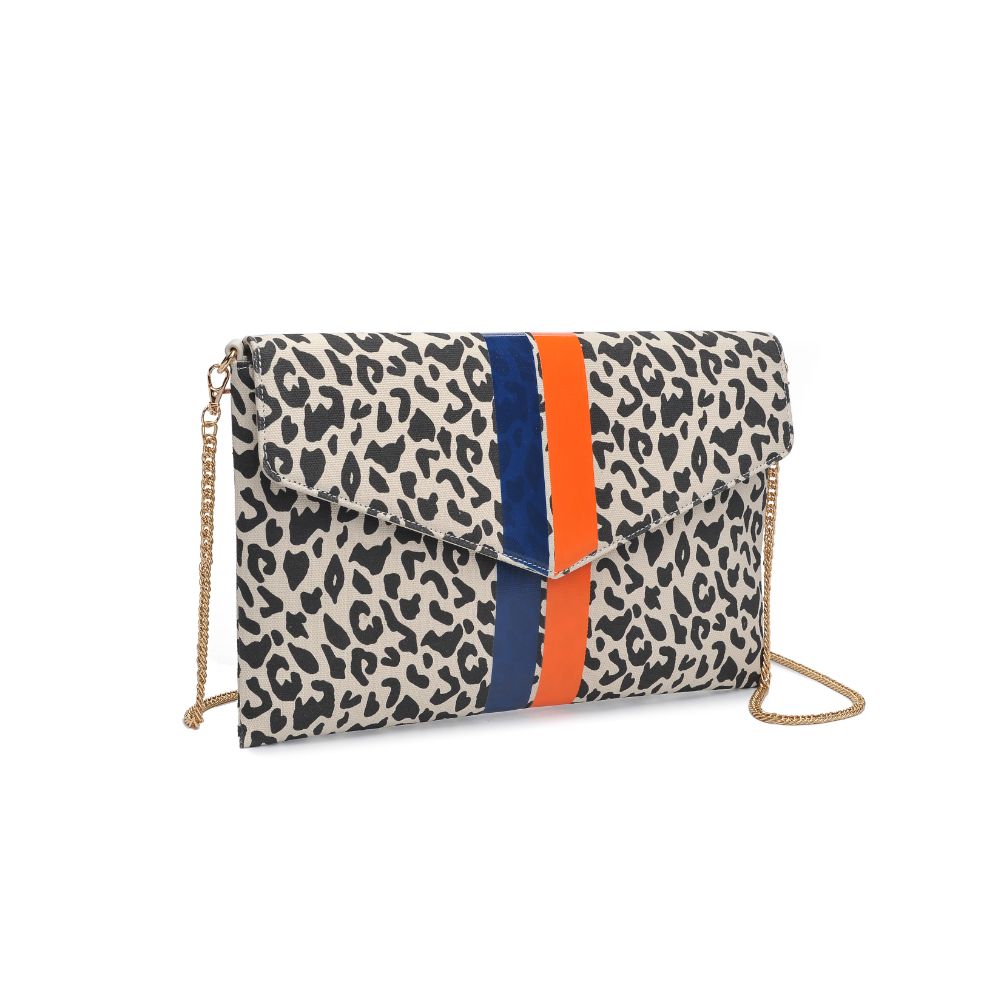 Woman wearing Black White Leopard Moda Luxe Tory Clutch 842017129240 View 6 | Black White Leopard