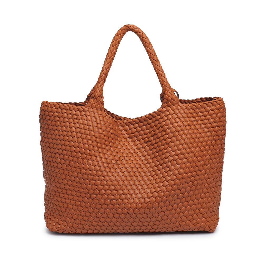Woman wearing Tan Moda Luxe Solana Tote 842017132172 View 7 | Tan