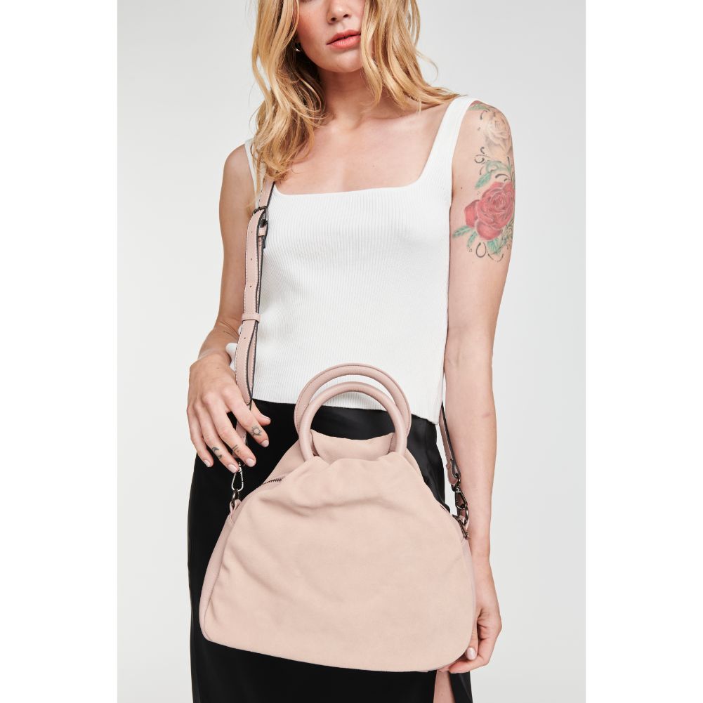 Woman wearing Blush Moda Luxe Addy Satchel 842017126355 View 4 | Blush
