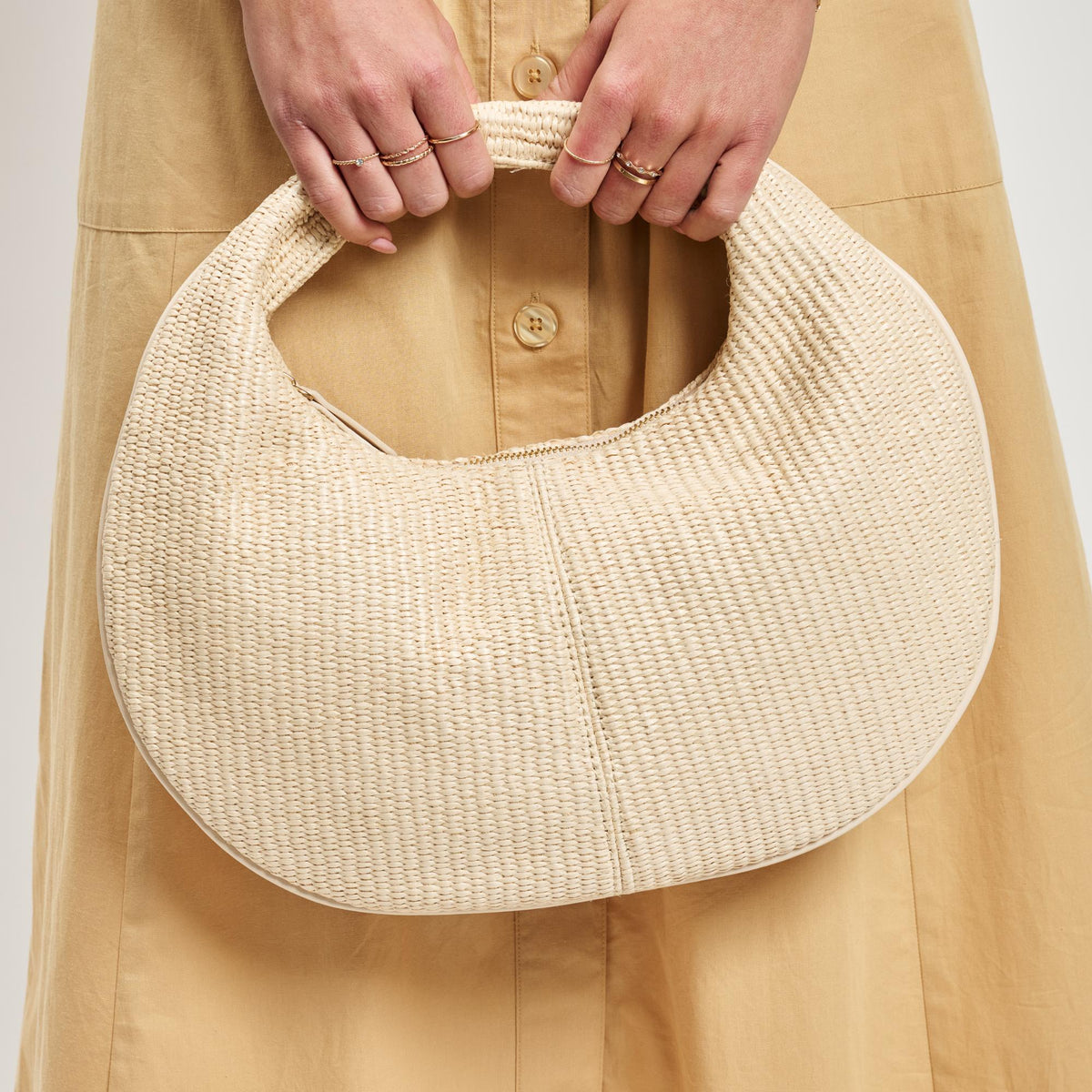 Woman wearing Cream Moda Luxe Farrah - Straw Hobo 842017138679 View 4 | Cream