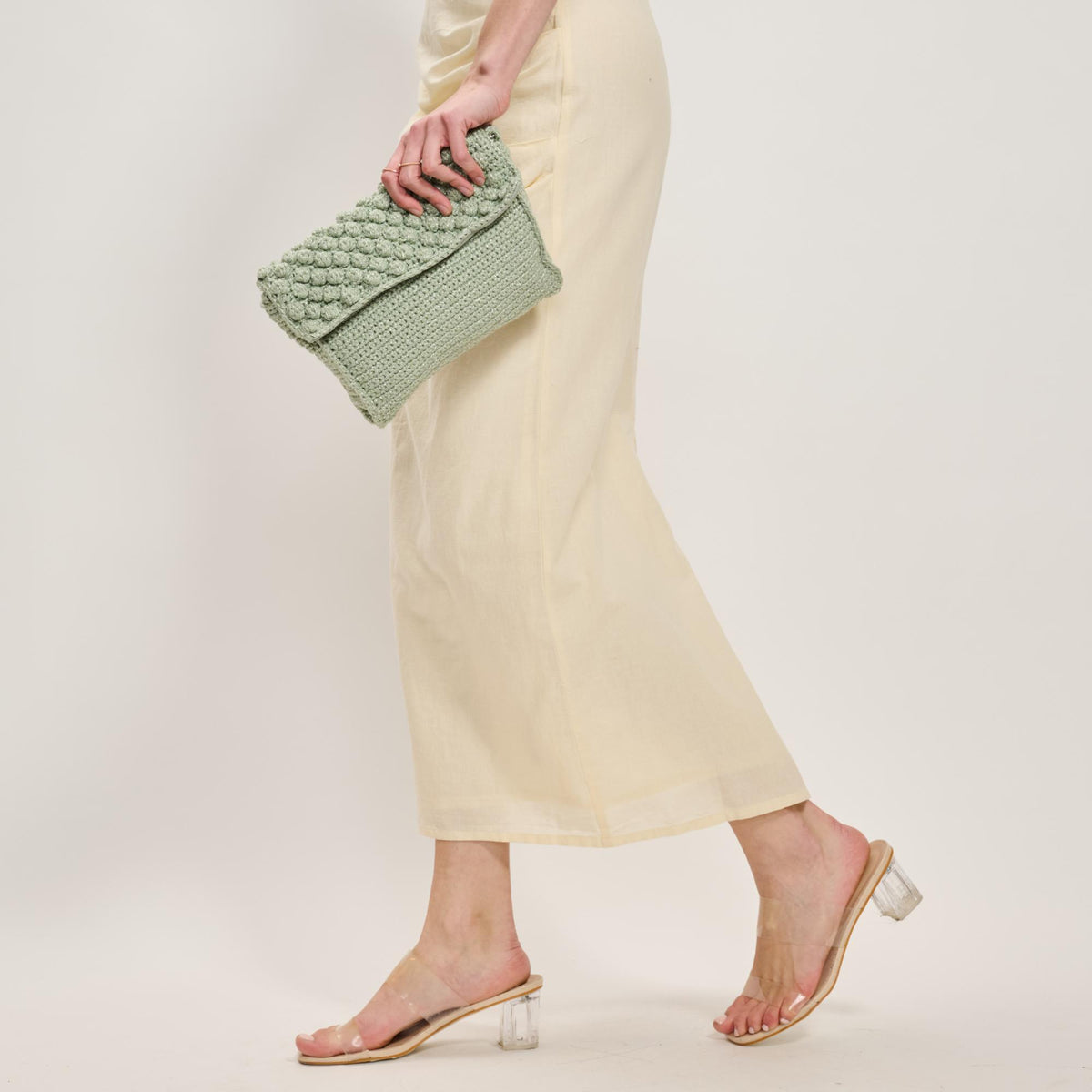 Woman wearing Mint Moda Luxe Celeste Crossbody 842017137795 View 2 | Mint