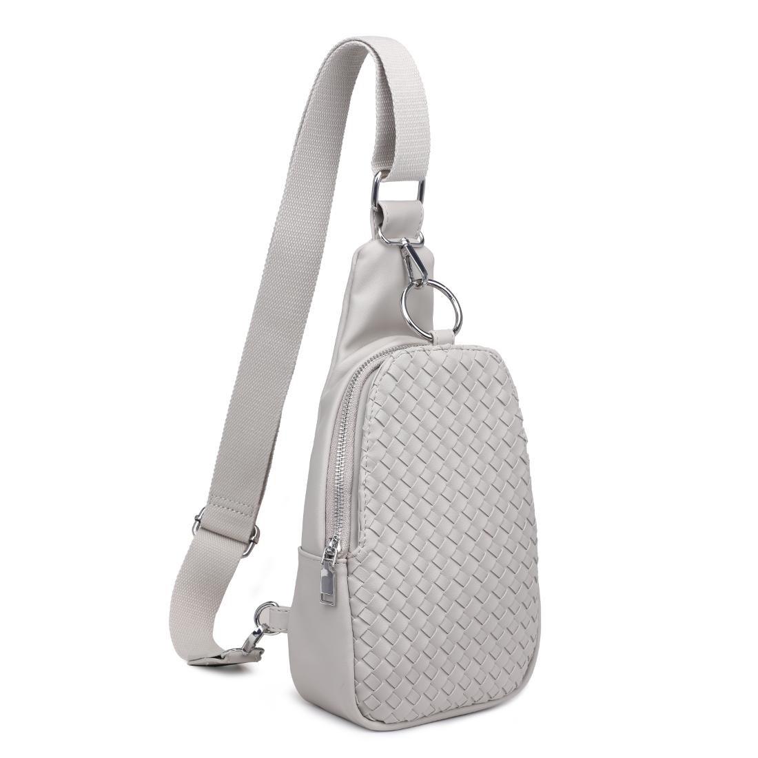 Product Image of Moda Luxe Regina Woven Sling Backpack 842017140115 View 2 | Grey