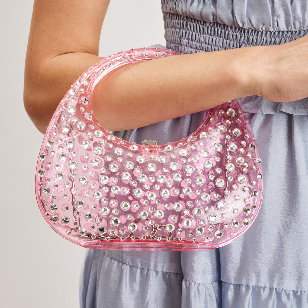 Woman wearing Pink Moda Luxe Vianca Evening Bag 842017133988 View 1 | Pink