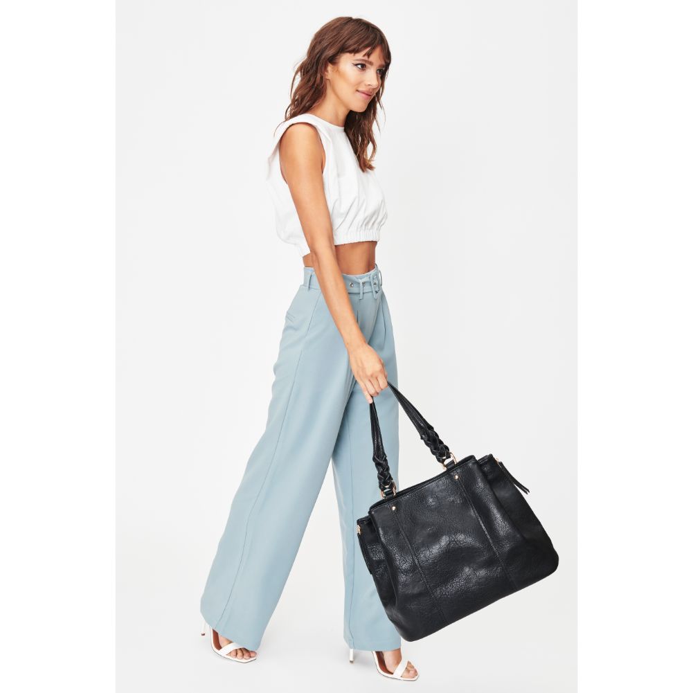 Woman wearing Black Moda Luxe Clementine Tote 842017128052 View 4 | Black