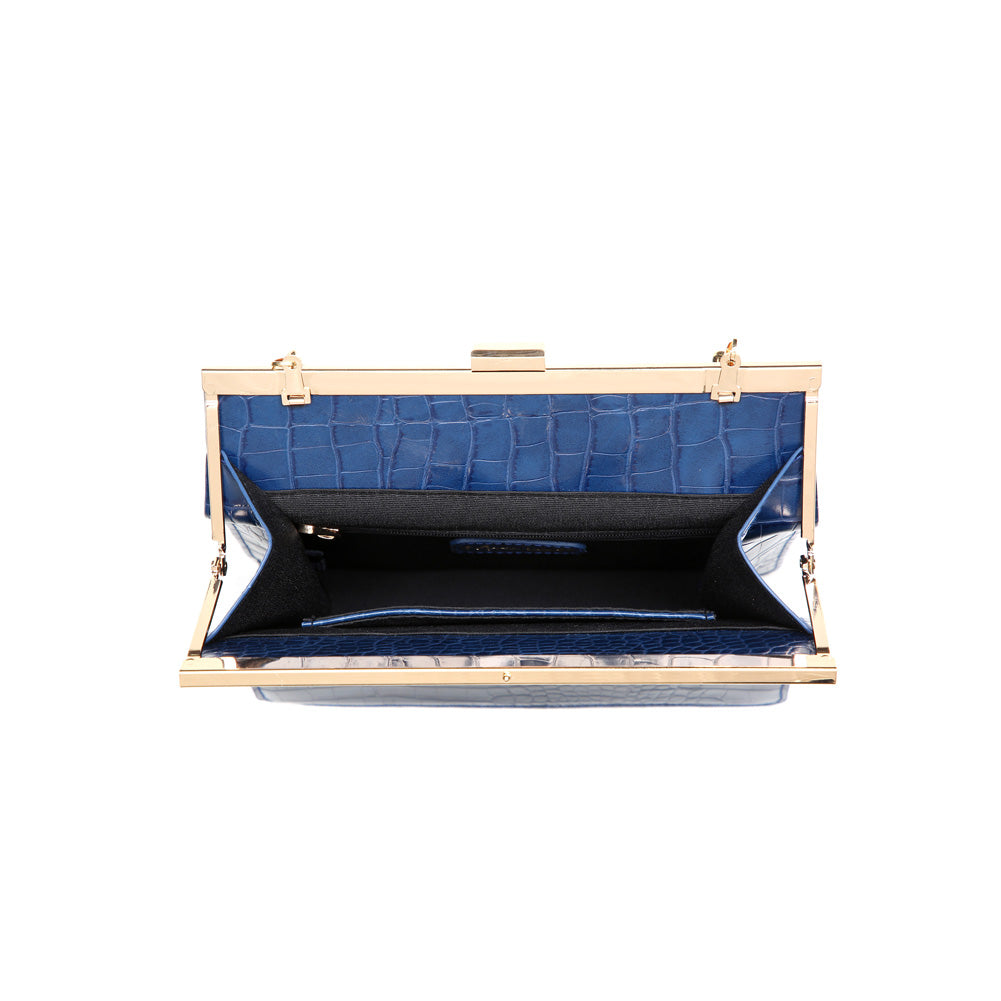 Product Image of Moda Luxe Anastasia Croc Clutch 842017116479 View 4 | Navy
