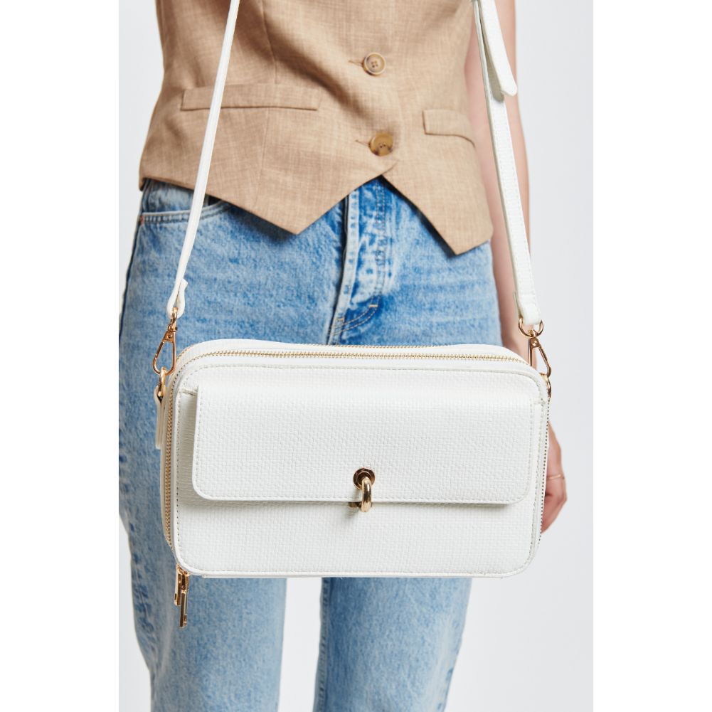 Woman wearing White Moda Luxe Peggy Crossbody 842017132004 View 4 | White