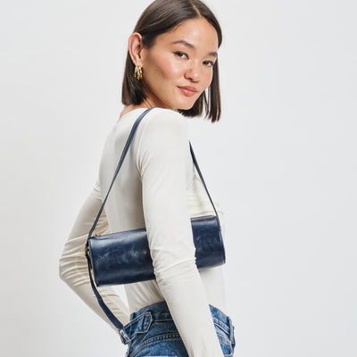 Woman wearing Midnight Sol and Selene Mila Shoulder Bag 842017139300 View 1 | Midnight