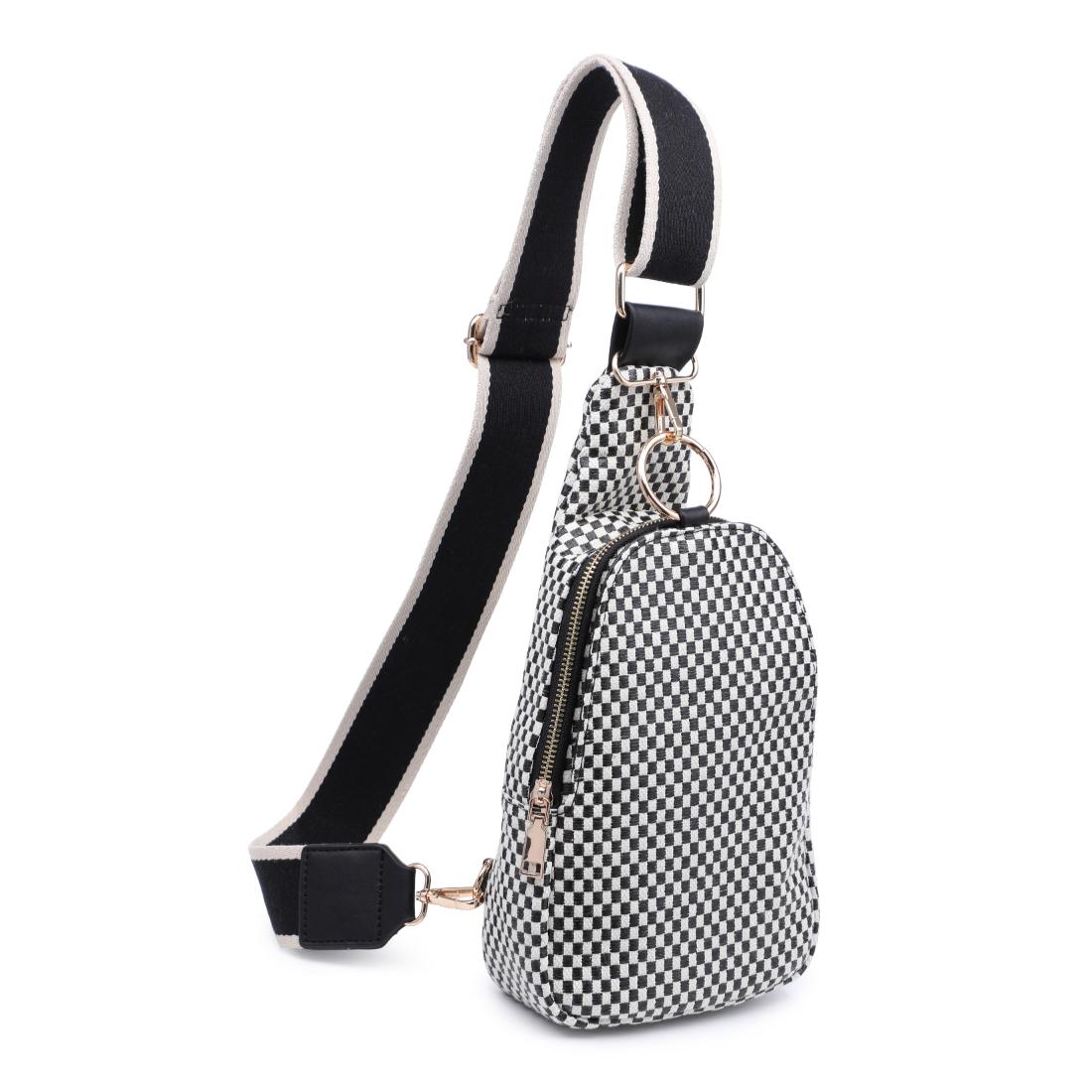 Product Image of Moda Luxe Regina - Checkered Sling Backpack 842017136194 View 6 | Black White