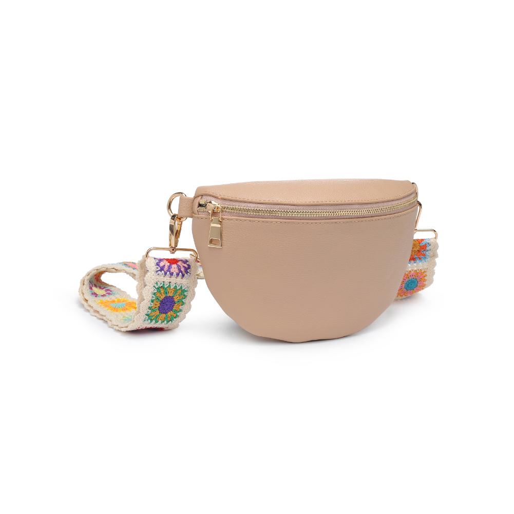 Woman wearing Natural Moda Luxe Stylette Belt Bag 842017134787 View 6 | Natural