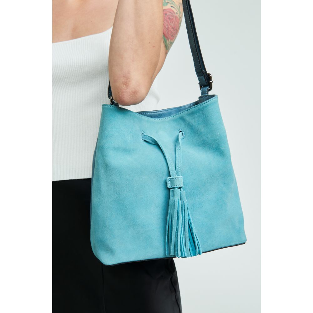 Woman wearing Denim Moda Luxe April Hobo 842017121527 View 1 | Denim