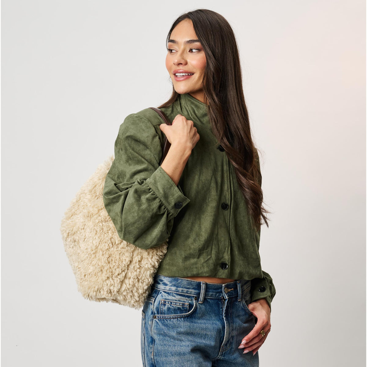Woman wearing Cream Moda Luxe Lumi Hobo 842017142973 View 2 | Cream