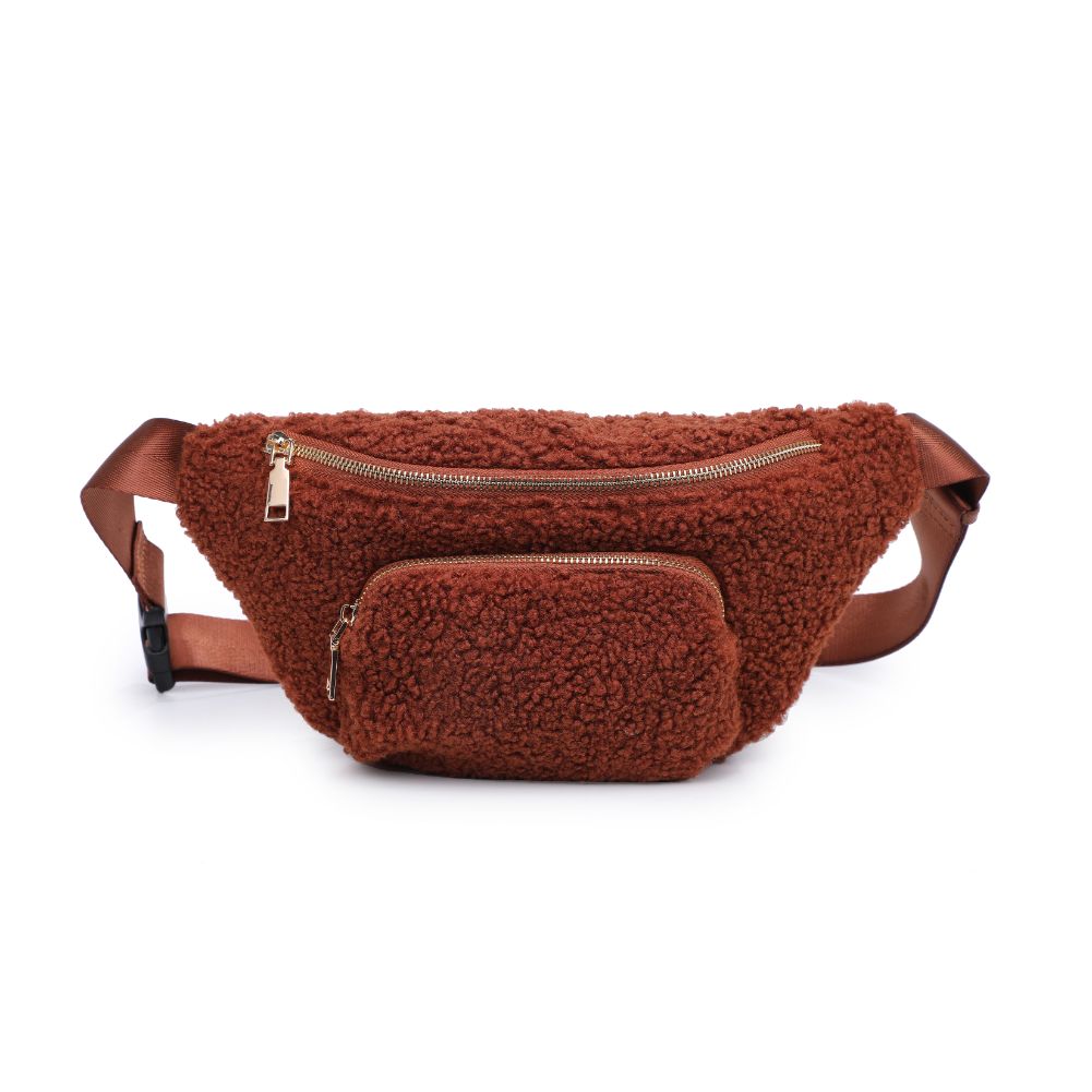 Woman wearing Tan Moda Luxe Orson Belt Bag 842017134237 View 5 | Tan