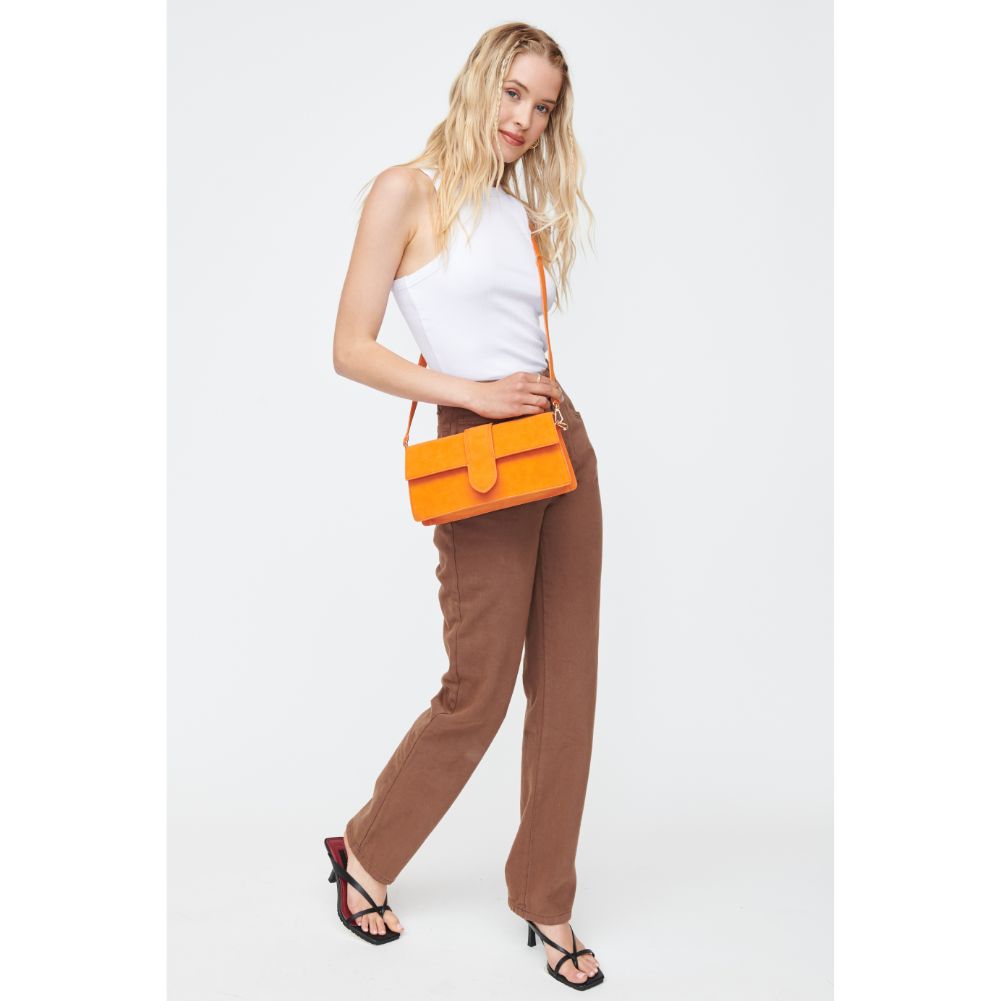 Woman wearing Orange Moda Luxe Violet - Suede Crossbody 842017130734 View 3 | Orange