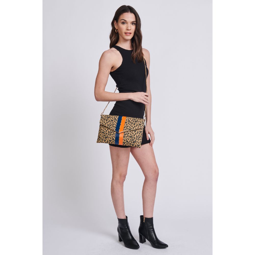 Woman wearing Leopard Moda Luxe Tory Clutch 842017129233 View 3 | Leopard