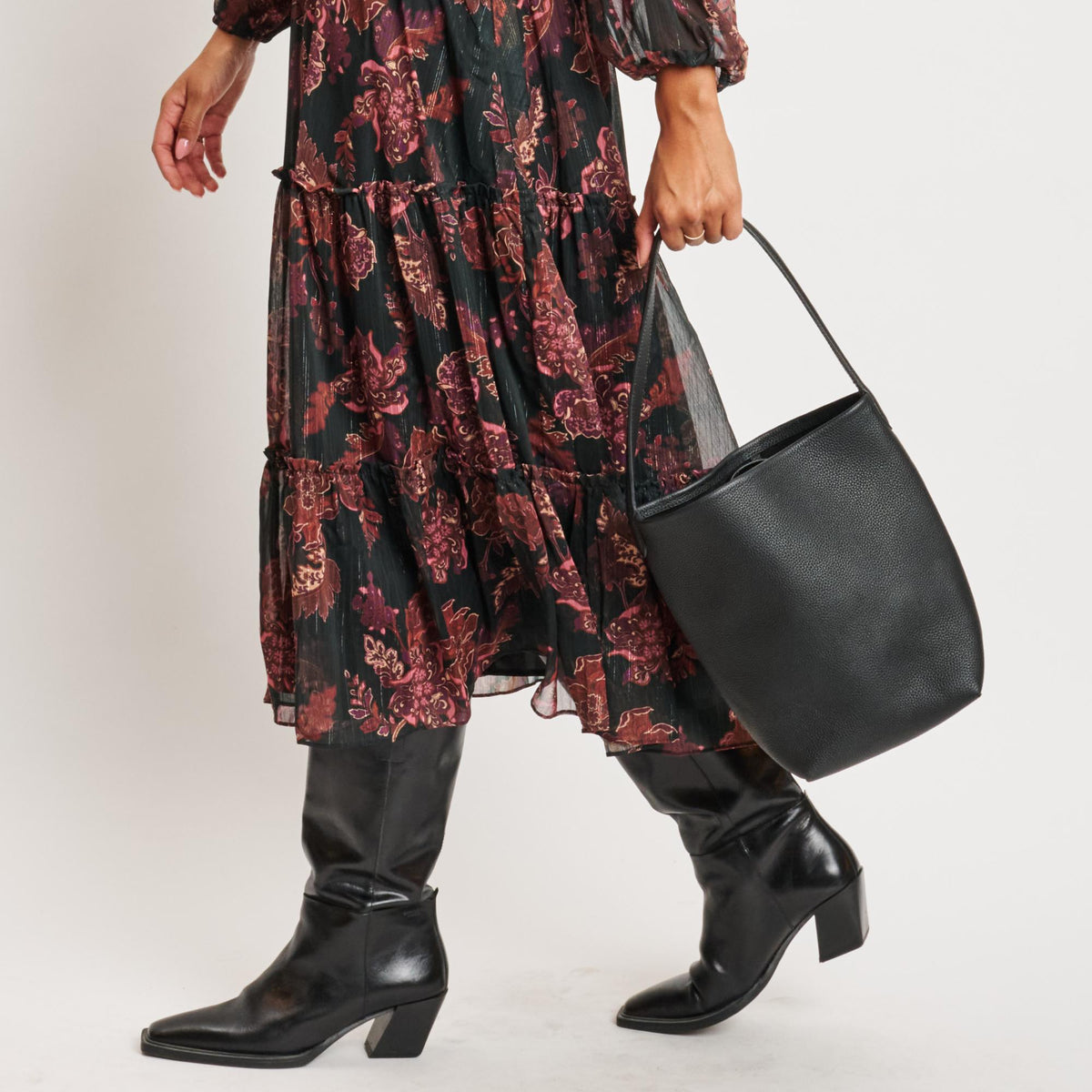 Woman wearing Black Moda Luxe Odette Bucket 842017138969 View 4 | Black