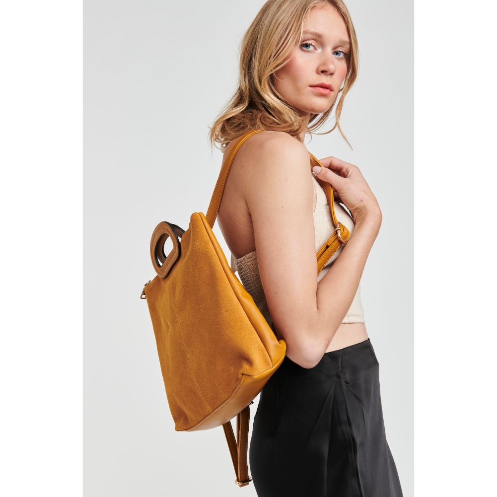 Woman wearing Mustard Moda Luxe Brooklyn Backpack 842017121176 View 2 | Mustard