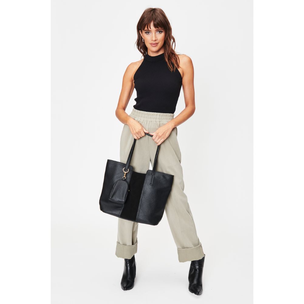 Woman wearing Black Moda Luxe Millie Tote 842017128656 View 3 | Black