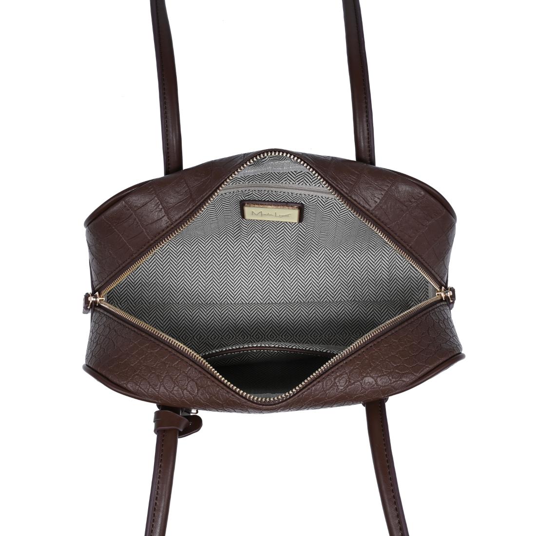 Woman wearing Chocolate Moda Luxe Paloma - Croco Shoulder Bag 842017140405 View 9 | Chocolate