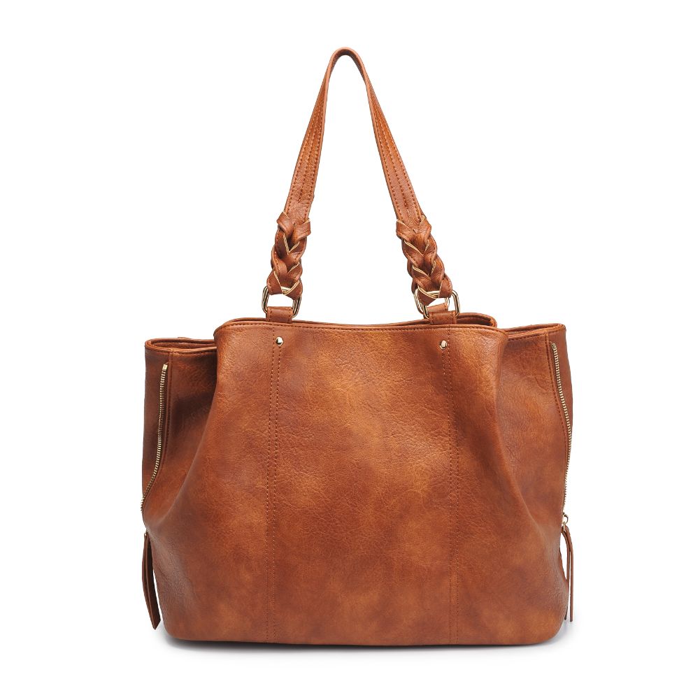 Woman wearing Cognac Moda Luxe Clementine Tote 842017128076 View 5 | Cognac
