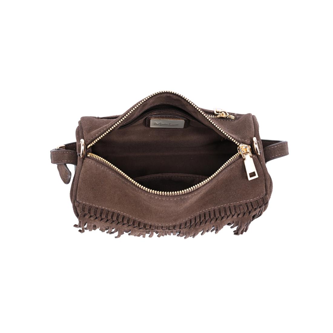 Woman wearing Chocolate Moda Luxe Emmi Shoulder Bag 842017140450 View 9 | Chocolate