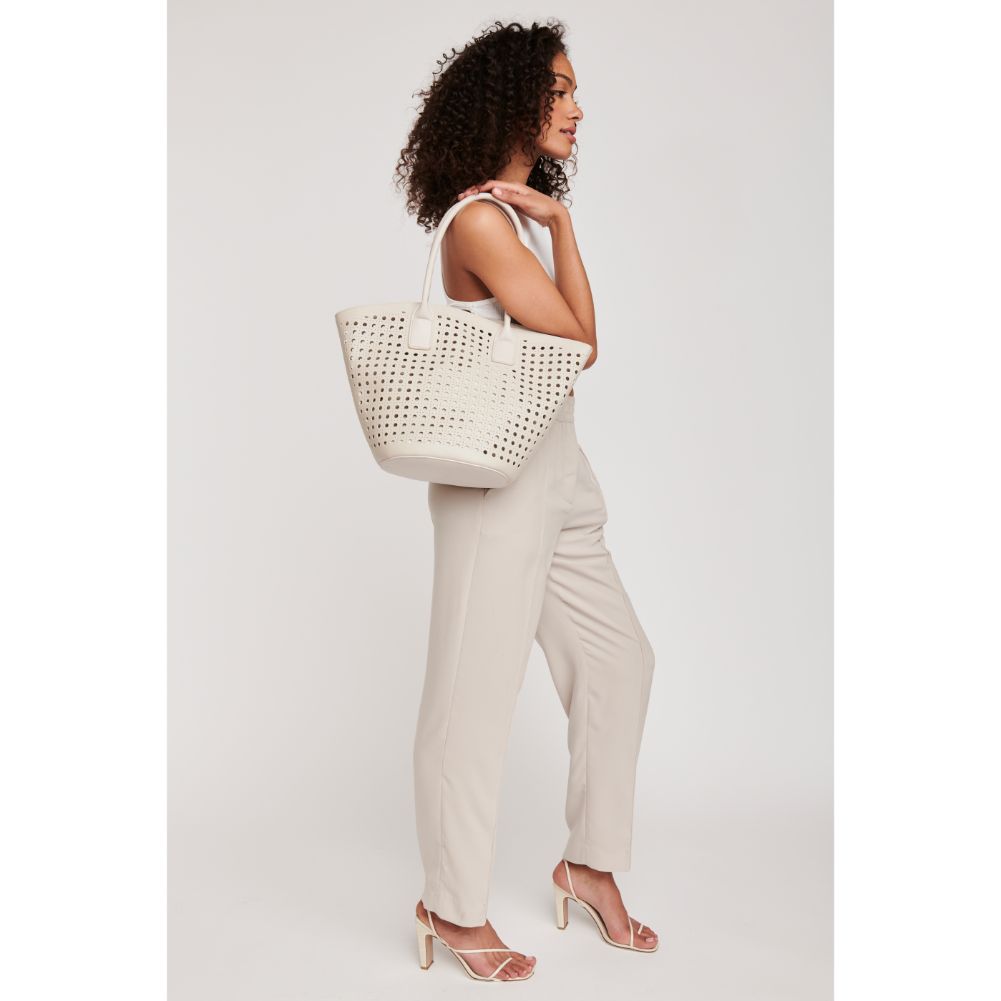 Woman wearing Ivory Moda Luxe Palmas Tote 842017123767 View 3 | Ivory