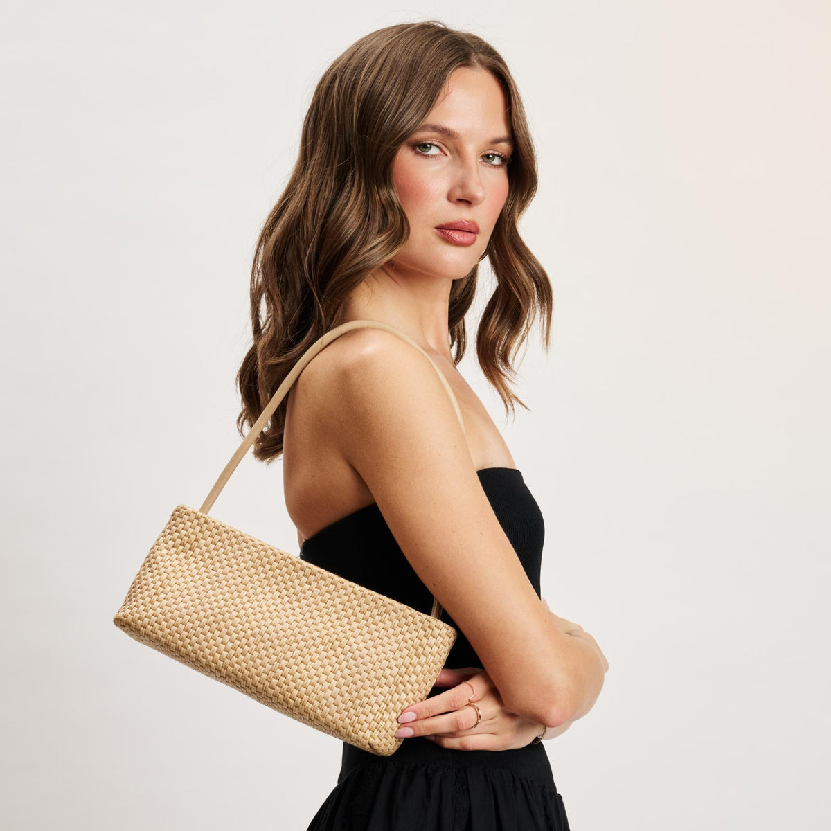 Woman wearing Natural Moda Luxe Lucy - ST Shoulder Bag 842017141990 View 1 | Natural