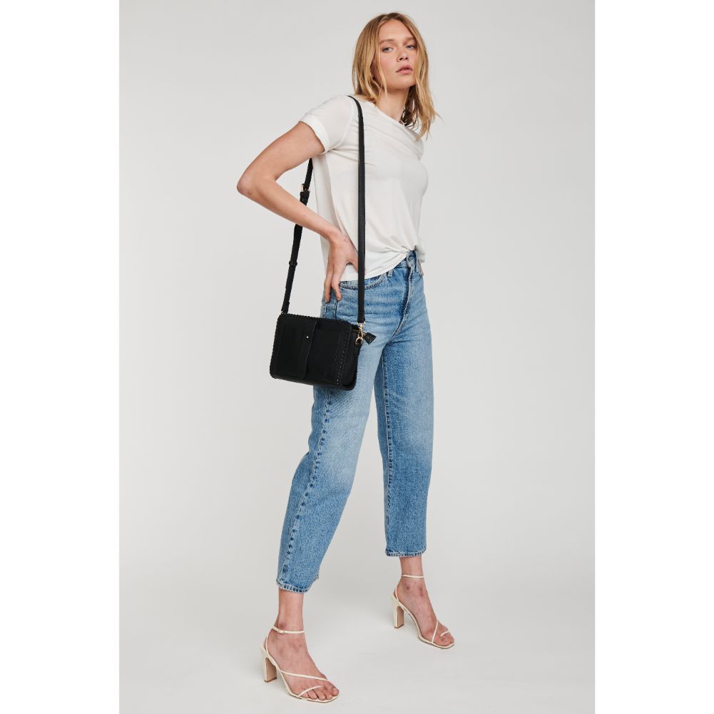 Woman wearing Black Moda Luxe Andy Crossbody 842017119579 View 3 | Black