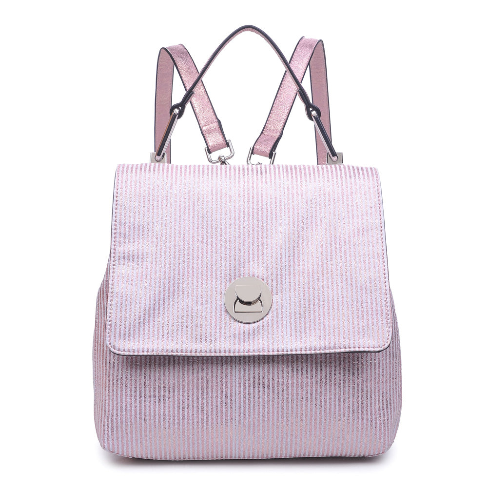 Woman wearing Pink Moda Luxe Antoinette-Striped Backpack 842017112082 View 5 | Pink
