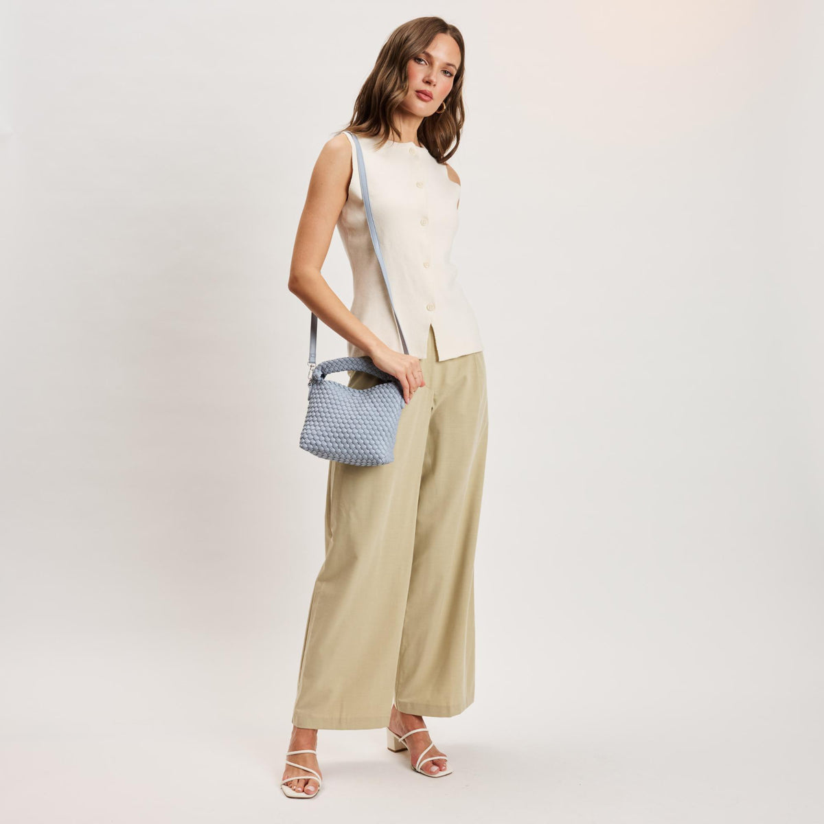Woman wearing Denim Moda Luxe Jessamine Crossbody 842017141303 View 4 | Denim
