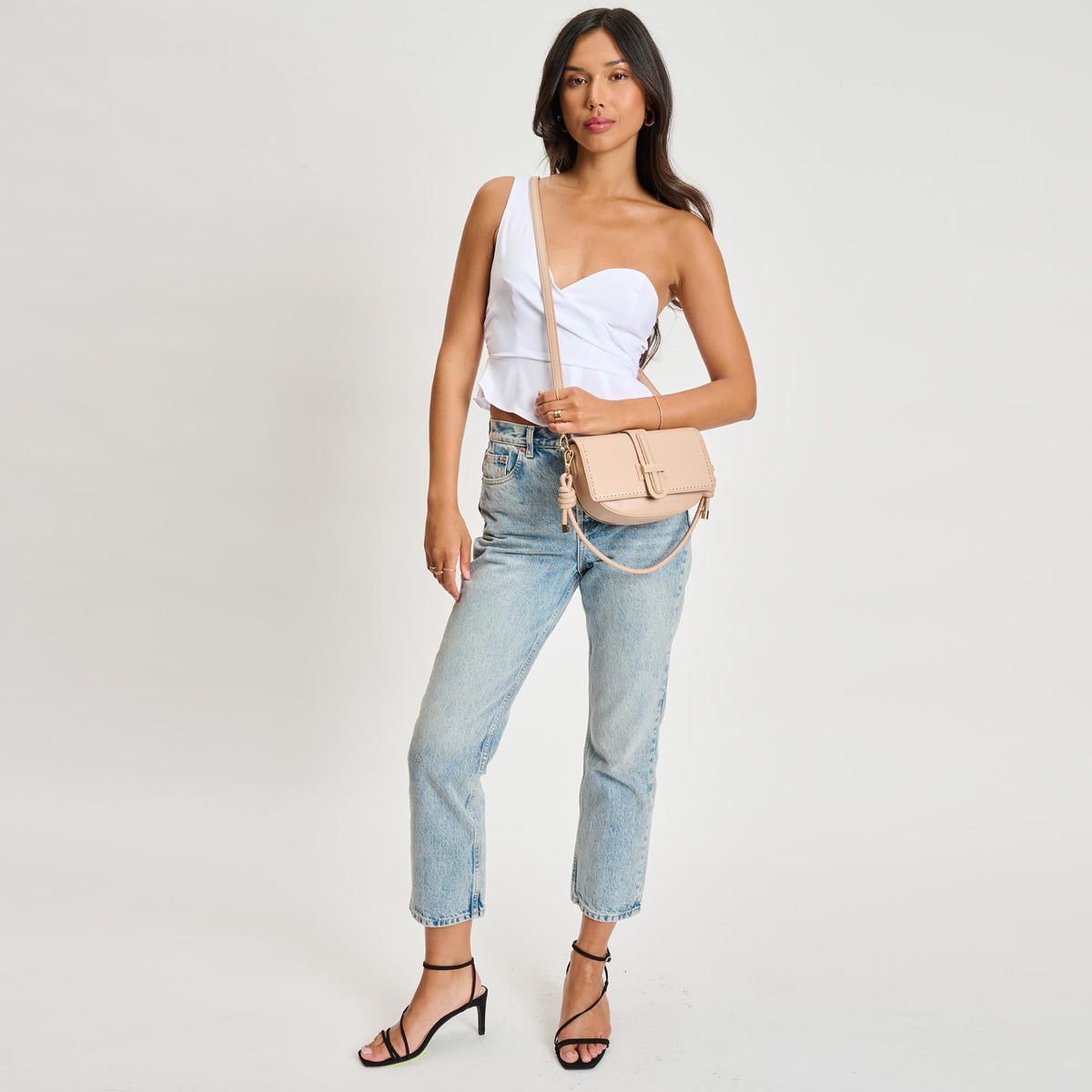 Woman wearing Natural Sol and Selene Norah Crossbody 842017135579 View 4 | Natural