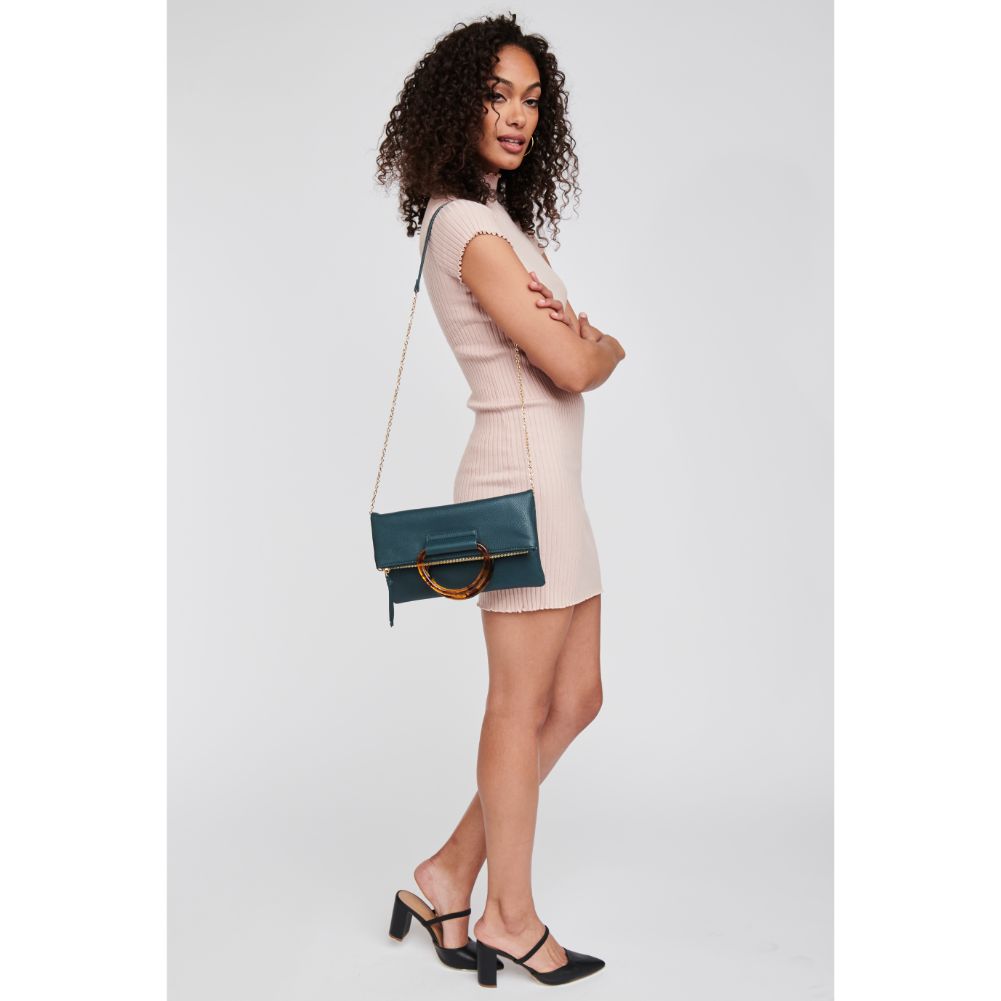 Woman wearing Teal Moda Luxe Candice Clutch 842017120926 View 4 | Teal