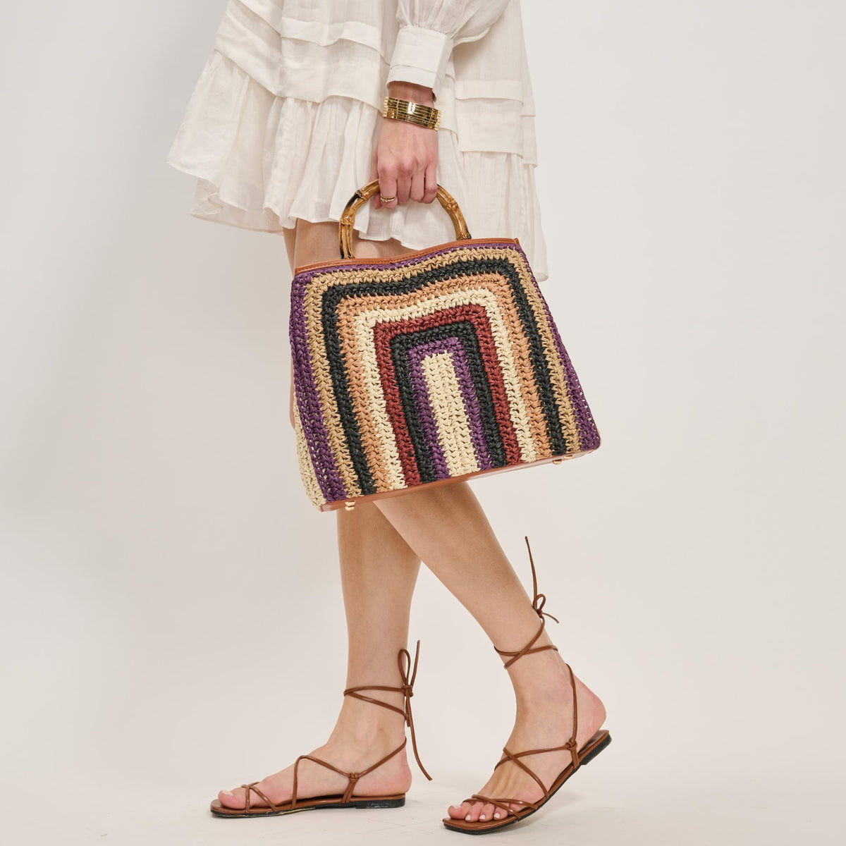 Woman wearing Multi Cognac Moda Luxe Kalani Tote 842017138563 View 3 | Multi Cognac