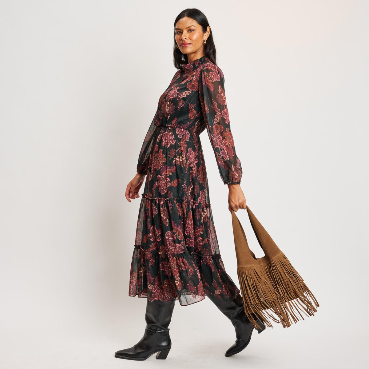 Woman wearing Hazelnut Moda Luxe Hope Hobo 842017139089 View 3 | Hazelnut