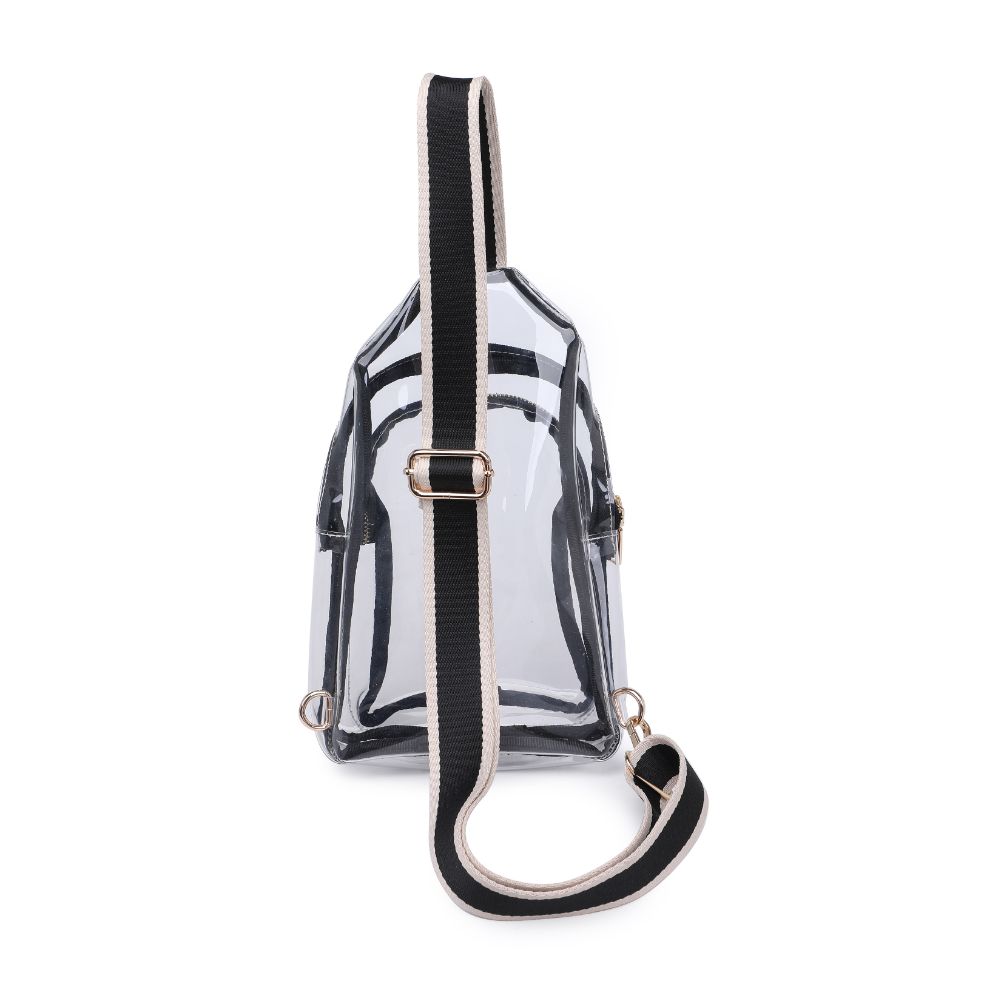 Woman wearing Clear Black Moda Luxe Britney Sling Backpack 842017133513 View 7 | Clear Black
