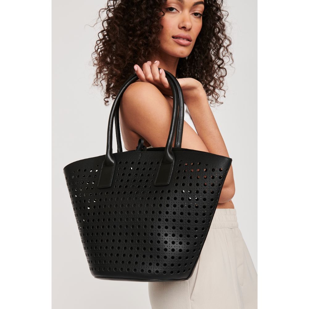 Woman wearing Black Moda Luxe Palmas Tote 842017123736 View 2 | Black