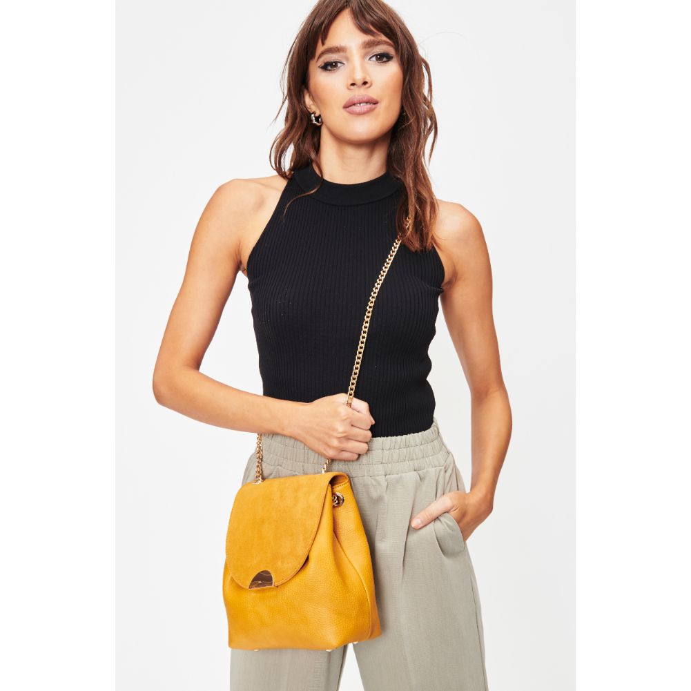 Woman wearing Mustard Sol and Selene Breanna Crossbody 842017127956 View 3 | Mustard