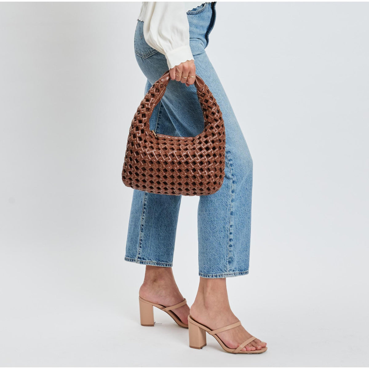 Woman wearing Chocolate Moda Luxe Richelle Hobo 842017137542 View 2 | Chocolate