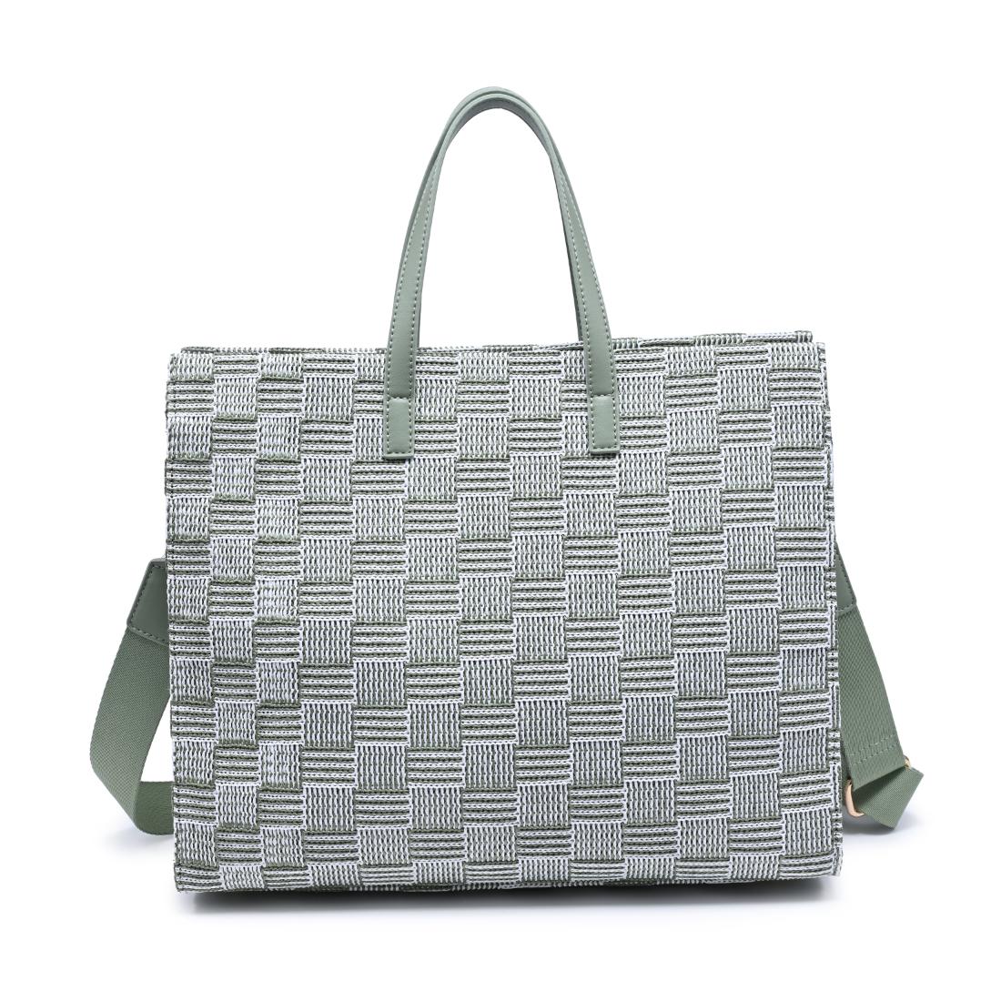 Woman wearing Sage Moda Luxe Camila Tote 842017140313 View 5 | Sage