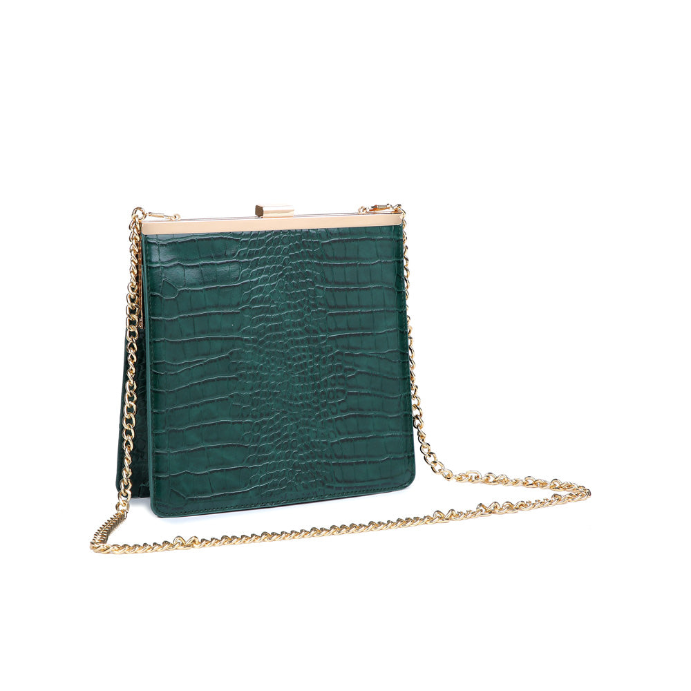 Product Image of Moda Luxe Anastasia Croc Clutch 842017116493 View 2 | Emerald