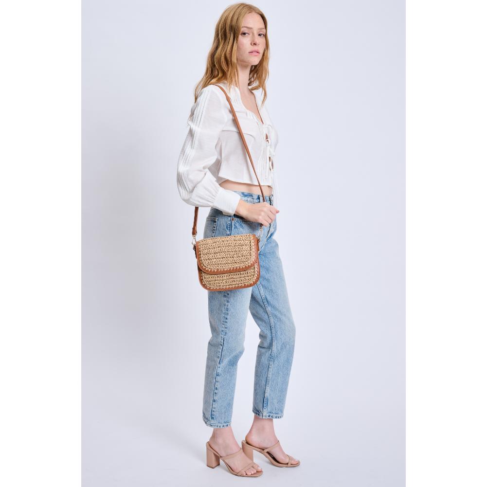 Woman wearing Tan Moda Luxe Modish Crossbody 842017135098 View 4 | Tan