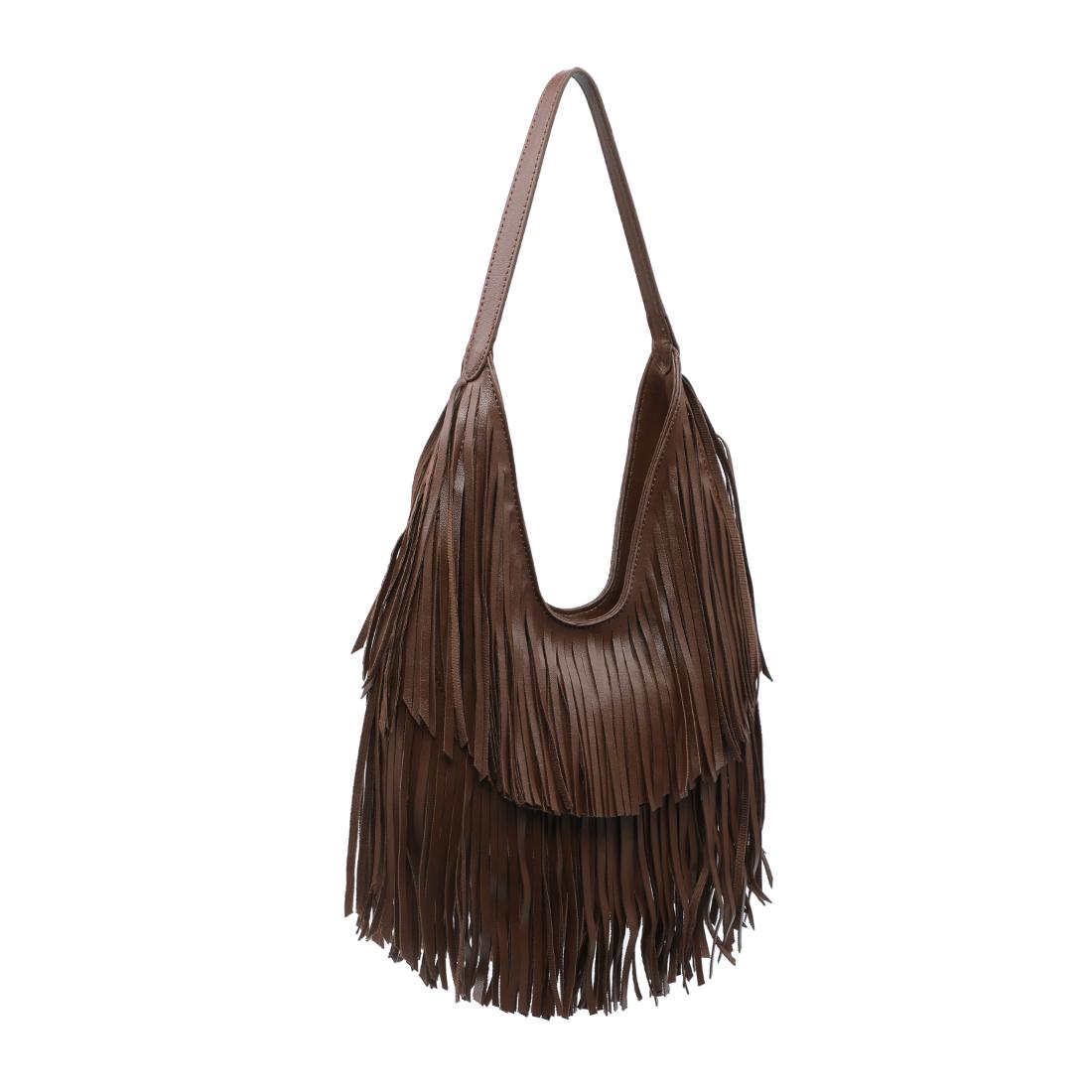 Woman wearing Chocolate Moda Luxe Stevie Hobo 842017141112 View 5 | Chocolate