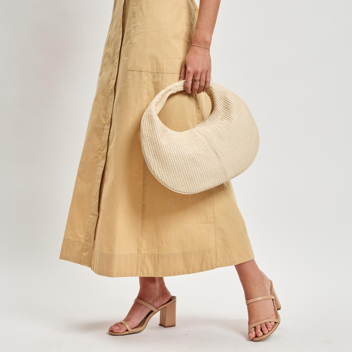 Woman wearing Cream Moda Luxe Farrah - Straw Hobo 842017138679 View 1 | Cream